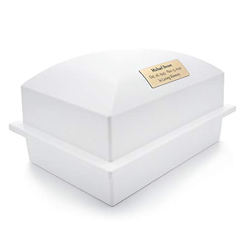 Urn Vault, Regent, White with Nameplate | Holds Adult Human Ashes and Cremation Urns, For Cemetery and Ground Burials, Made in The USA - color: White with Nameplate, size: Medium