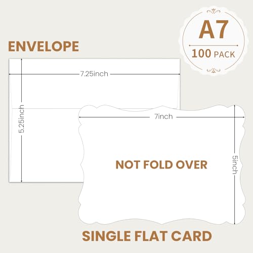 100 Pack Goefun Blank 5x7 Invitations with Envelopes - color: White (scalloped), size: 5x7