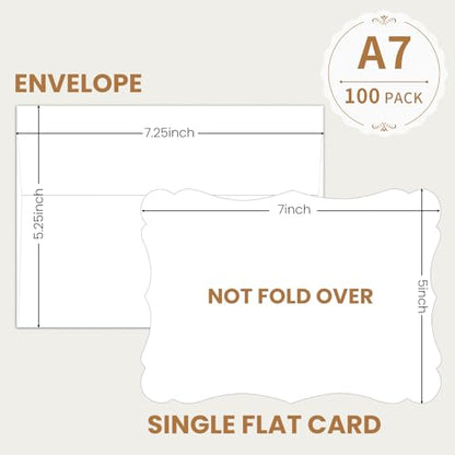 100 Pack Goefun Blank 5x7 Invitations with Envelopes - color: White (scalloped), size: 5x7