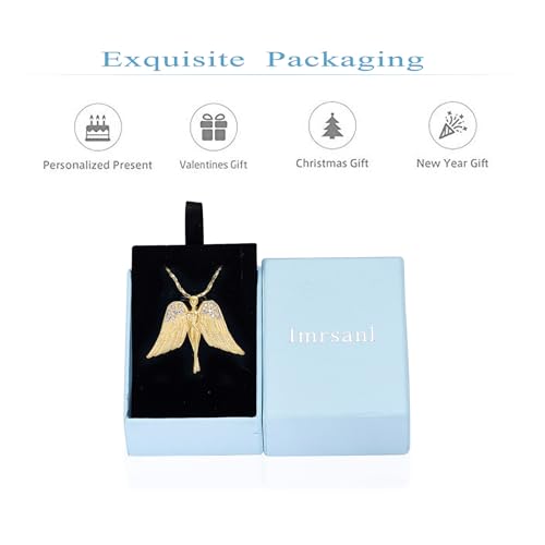 Imrsanl Cremation Jewelry Keepsake Angel Wings Urn Necklace for Ashes | Memorial Pendant for Women, Funeral Keepsake of Loved Ones, Stainless Steel Inlaid with Crystal - color: Gold-Purple
