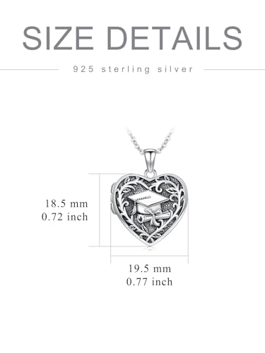 Dorunmo Locket Necklace 925 Sterling Silver Pictures Photo Keep Someone Near to You Custom Lockets Mother's Day Jewelry Personalized Photo Locket Gifts - color: G-Graduation Cap, style: Locket Only