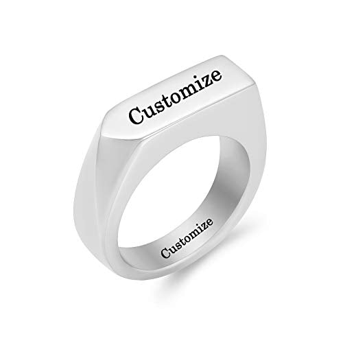 XSMZB Cremation Rings for Ashes Keepsake Arrow Band Finger Ring Ashes Holder for Human Pet Simple Square Memorial Urn Ring for Men Women - color: Customize