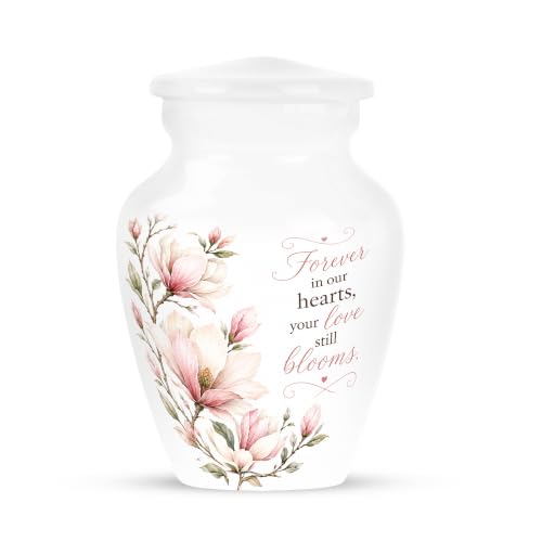 Pink Flower Urn for Ashes for Women - Mini Urns for Human Ashes Adult | White Cremation Urns for Human Ashes, Secure Threaded Lid, Female, Small 2/3 Tablespoon of Ashes, 3 Inch Pack of 1 - color: #12 Flower Urn, size: 3" Pack of 1