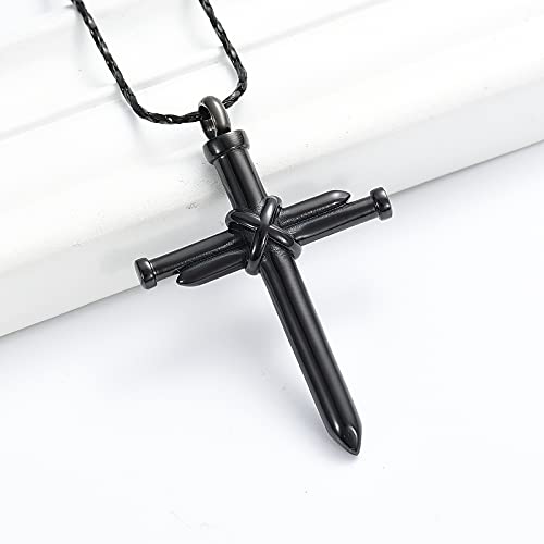 Imrsanl Cremation Jewelry Nail Cross Urn Necklace Pendant - color: Customize
