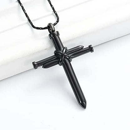 Imrsanl Cremation Jewelry Nail Cross Urn Necklace Pendant - color: Customize