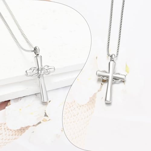 XSMZB Rose Flower Cross Cremation Jewelry for Ashes Human Pet Funeral Urn Pendant Cross Keepsake Ashes Necklace Memorial Gift - color: Customize