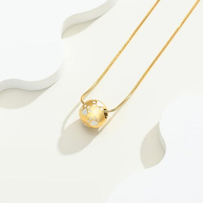 Paw Print Urn Cremation Necklace for Ashes Dog Cat Pet Paw Print Animal Keepsake Memorial Charm Pendant Necklace for Men Women - color: Gold