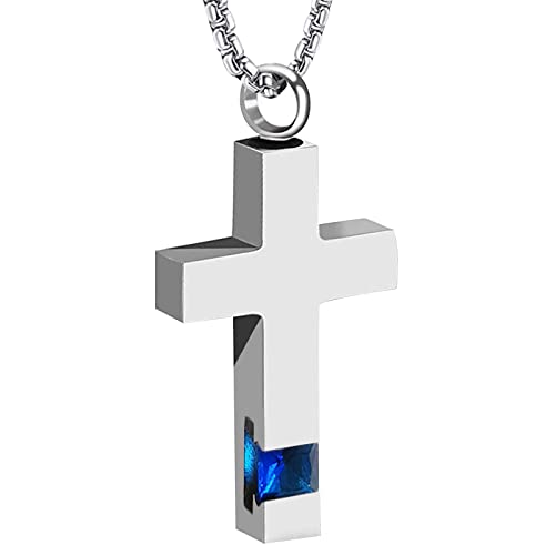 Urn Necklaces for Ashes, Cremation Necklack for Ashes, Urn Necklaces for Ashes for Women, Cremation Jewelry Locket Stainless Steel Keepsake Waterproof Memorial Pend… - color: silver cross pendant