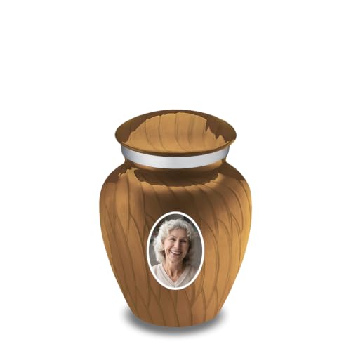 Portrait Embrace Keepsake Urn, Personalized Small Urns for Human Ashes, 3.5 Cubic Inches Human Ashes Urn, Aluminum Mini Urns, Colorful Urns for Human Ashes (Pearl Gold) - color: Pearl Gold