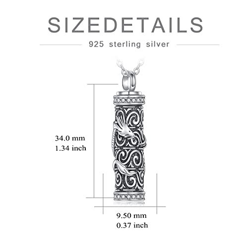TOUPOP Tree of Life Cremation Jewelry Urn Necklace for Ashes for Women Men 925 Sterling Silver Cylinder Urn Pendant Necklaces for Human Ashes of Loved Ones Keepsake Memorial Gifts - style: 7-Dragon