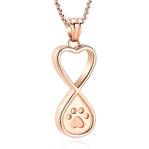 Oinsi Infinity Love Pet Cremation Jewelry for Ashes of Dog/Cat Funeral Keepsake Urn Necklace Pendant Memorial Jewellery - color: A-New Rose Gold
