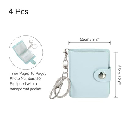 uxcell Mini Photo Keychain DIY Small Memory Key Ring Picture Book for Family - color: Blue