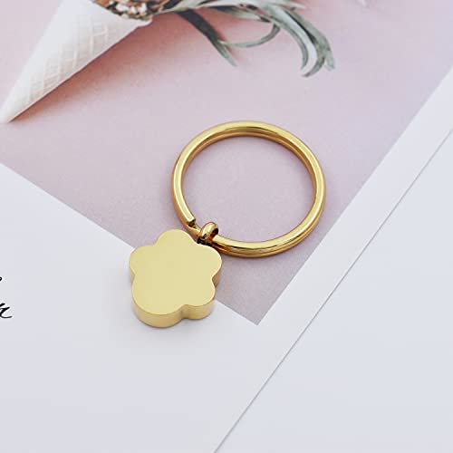 Customize Pet Cremation Keyring for Ashes Dog Cat Paw Print Keychain for Ashes Holder Pet Urn Keyring - color: Gold