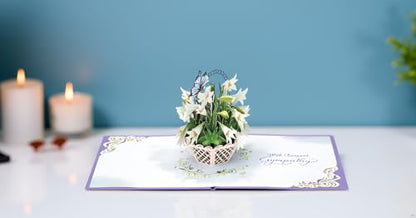 CUTPOPUP White Lily Sympathy Pop Up Card, With Sympathy Card, Loss of Loved One, Pet, Mom, Dad, Child, Condolence, Bereavement, Grief with Envelope (White Lily) FL114.1US - color: Sympathy White Lily-6x6in