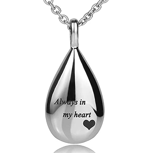 Urn Necklaces for Ashes, Cremation Necklack for Ashes, Urn Necklaces for Ashes for Women, Cremation Jewelry Locket Stainless Steel Keepsake Waterproof Memorial Pend… - color: silver drop pendant