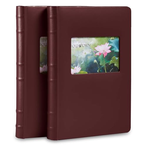 Old Town 2-Pack Bonded Leather Photo Albums, Multi Size Photo Album 5x7 & 4x6 Slots, Acid-Free Photo Album 4x6 300 Photos or 100 5x7 Photos, 50 Double-sided Welded Pages, Burgundy - color: Burgundy