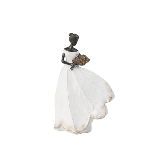 Guichifun Fairy Statue, White, 5 x 3 x 7.5 Inch | Leaf Angel Girls, Resin, Outside or Inside, Rustic Garden Grave Decorations, Cemetery Figurines Gift - color: White-flower, size: Small
