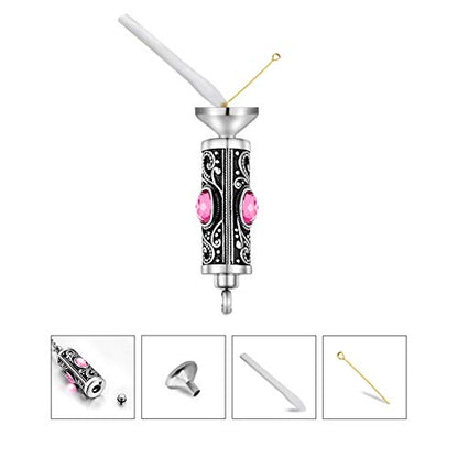 XIUDA Crystal Cremation Urn Necklace for Ashes Keepsake Stainless Steel Memorial Pendant with Flower - color: Pink