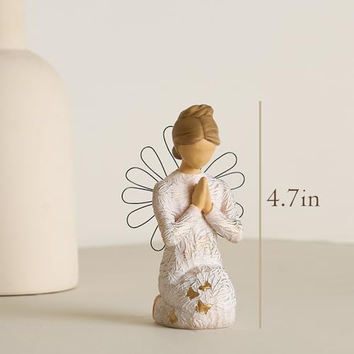 Sympathy Angel Figurines for Loss of Loved Ones Angel Statues | Home Decor Serenity Prayer Gifts for Women Resin Sculpted Hand-Painted Figure Bereavement Gift Praying Hands Statue - style: Sympathy Angle( Kneeling Style)