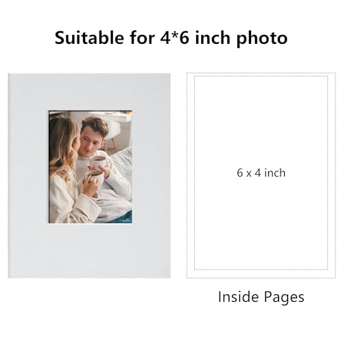 Small 4x6 Photo Album 100 Pockets Linen Cover White - color: White, size: 100 Pockets