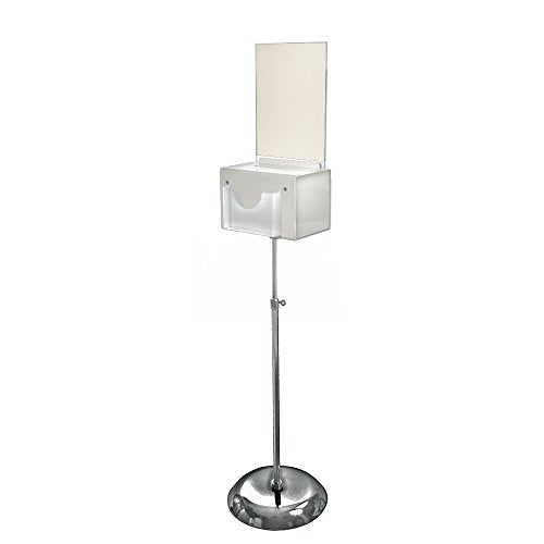 Azar Displays 206320-WHT 9" W x 6.25" D x 6.25" H Large White Suggestion Box with Pocket, Lock & Keys on Pedestal - color: White, size: Large