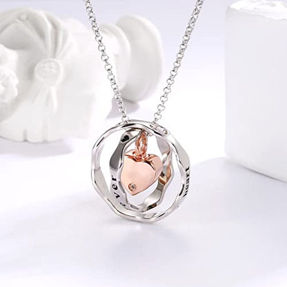Sterling Silver Cremation Jewelry for Ashes Pendant Eternity Urn Necklace Keepsake Memorial Gifts You Are Always In My Heart I Love You Forever - color: Rose, style: Sister