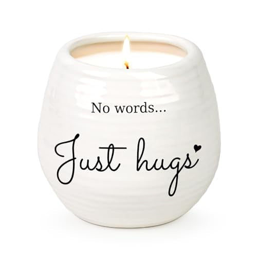 Sympathy Gifts for Loss of Loved One - No Words Just Hugs Candle | 10oz Lavender Scented Candle, Memorial Gifts, Bereavement, Grief, Thinking of You, Get Well, Condolence Candle for Women