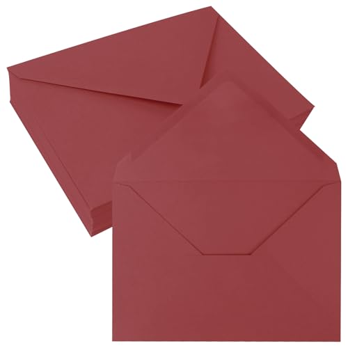 50 Pack 4x6 Envelopes, Red A4 Gummed Envelopes | 4.3"X6.3" Fits 4x6 Cards, 100 lb/150 gsm Paper, Moisture-Seal, Smooth Printing, for Invitations, Photos, Crafts & More - color: Burgundy Red, size: 4x6