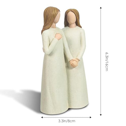 Mother and Daughter Figurines, Gifts for Mom from Adult Daughter, Sculpted Hand-Painted Statues Mother in Law Gifts for Mother’s Day Anniversary Birthday Christmas - color: Mom Daughter