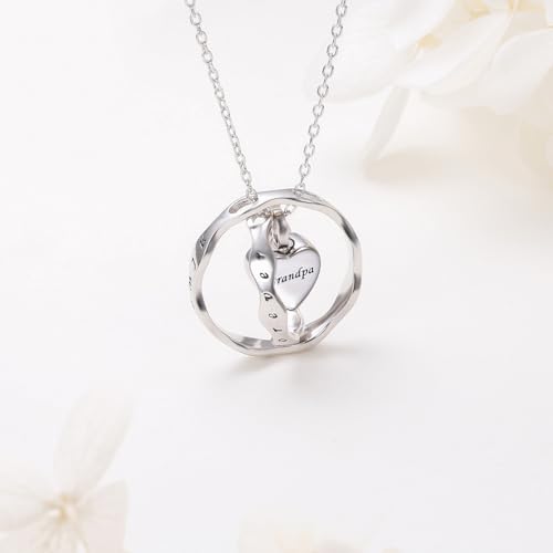 Ladytree 925 Sterling Silver Cremation Urn Necklace for Ashes - style: Circle-Grandpa