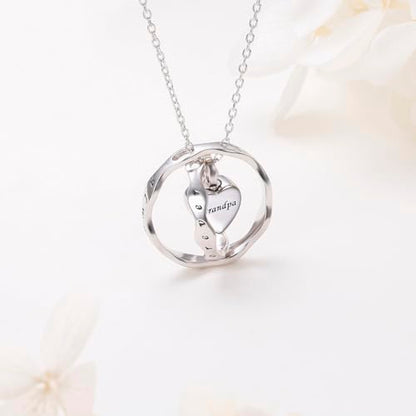 Ladytree 925 Sterling Silver Cremation Urn Necklace for Ashes - style: Circle-Grandpa
