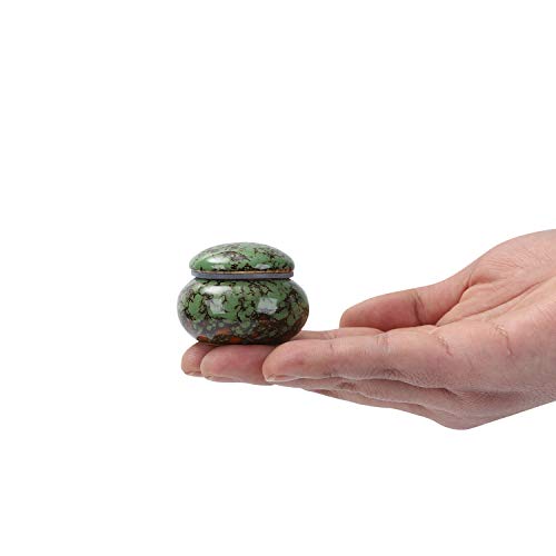 Small Urn for Human Ashes - 1.6'' Handicrafted Urn - Beautiful Tiny Keepsake Urns - Mini Urn Made of Ceramic - Hold 1.2 Cubic Inches of Ashes (Blue) (Green) - color: Green