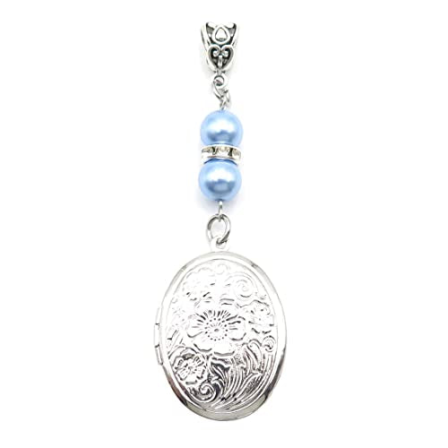 IDLAN Locket for Bouquet Charm Memorial Wedding Gift Bride Pendant Photo Keepsake Something Blue - style: Oval Locket
