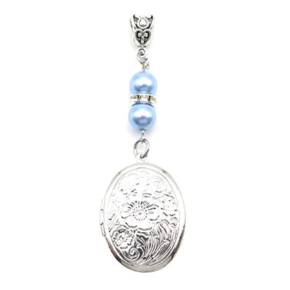 IDLAN Locket for Bouquet Charm Memorial Wedding Gift Bride Pendant Photo Keepsake Something Blue - style: Oval Locket