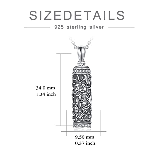 TOUPOP Tree of Life Cremation Jewelry Urn Necklace for Ashes for Women Men 925 Sterling Silver Cylinder Urn Pendant Necklaces for Human Ashes of Loved Ones Keepsake Memorial Gifts - style: 5-Lily