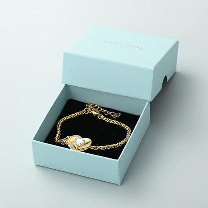 Imrsanl Heart Urn Bracelet for Ashes for Women Inlaid Crystal Ajustable Link Bracelets Cremation Jewelry Keepsake Loved Ones Memorial Ashes Holder - color: Gold-White