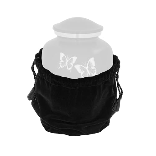 Adult Size Black Velvet Cremation Urn Bag – Elegant Funeral Urn Storage Pouch – Soft & Secure Memorial Presentation Cover with Drawsting Closure - color: Black, size: Standard Adult