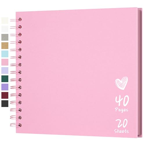Scrapbook Photo Album 8"x8" 20 Sheets 40 Pages Hardcover Kraft Paper Pink - color: Pink, size: 8"x8" 20 Sheets