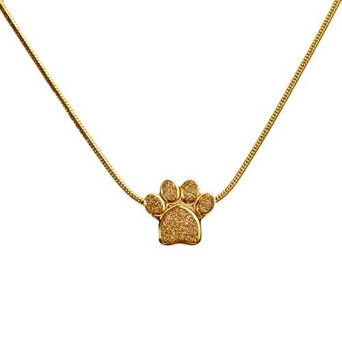 Paw Print Heart Pet Ashes Urn Necklace, Keepsake Pendant-B-Gold - style: B-Gold