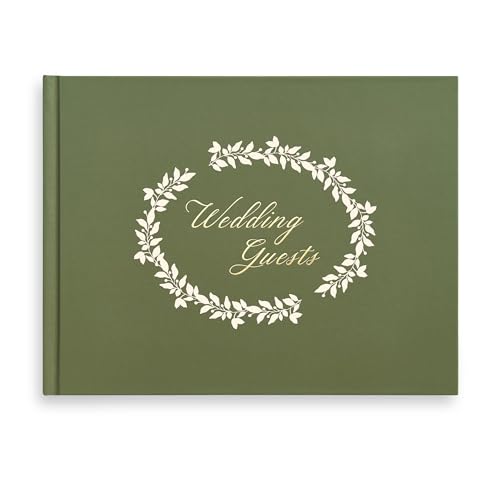 &And Per Se Green Patterned Wedding Guest Book with Photo Spot – Elegant Hardcover Sign-in Book for Nature-Themed Weddings, Baby Showers & Special Events – Botanical Memory Keepsake Album - color: Green With Pattern
