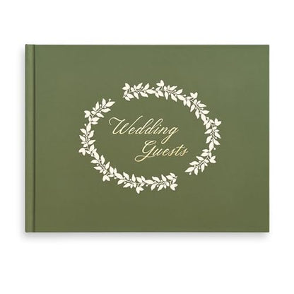&And Per Se Green Patterned Wedding Guest Book with Photo Spot – Elegant Hardcover Sign-in Book for Nature-Themed Weddings, Baby Showers & Special Events – Botanical Memory Keepsake Album - color: Green With Pattern
