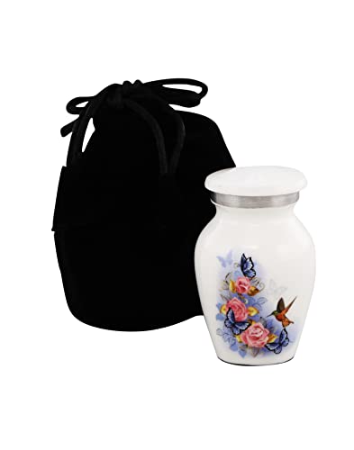 Pink Rose Humming Bird Adult Cremation Urns for Human Ashes - Decorative Urn, Ashes Urn & Male,Urns for Ashes Men & Women,Funeral Urn (Butterfly Humming Bird, KS1) - color: Butterfly Humming Bird, size: KS1
