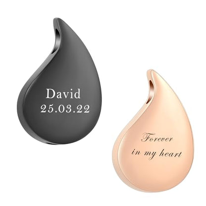 Hearbeingt Teardrop Urn Keychain for Ashes Tree of Life Cremation Jewelry - color: A-customize Back