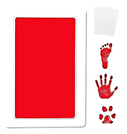 Inkless Large Clean Touch Ink Pad Kit for Baby Footprint, Handprint & Pet Paw Print - No Ink Mess, Clear Print, Smudge Resistant, Long Lasting, Baby Safe, Includes 2 Cardstock(Clean-Touch - Red) - color: Clean-Touch - Red