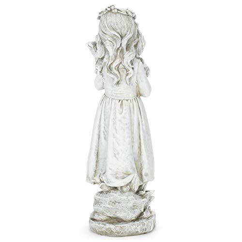 Joseph's Studio by Roman Inc. Girl with Lamb Garden Statue, Resin and Stone, Religious Sculpture, Garden Collection, Holy Family, Memorial, Angel, Patron Saint, Garden Decor (5x5x16)