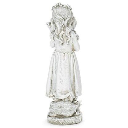 Joseph's Studio by Roman Inc. Girl with Lamb Garden Statue, Resin and Stone, Religious Sculpture, Garden Collection, Holy Family, Memorial, Angel, Patron Saint, Garden Decor (5x5x16)