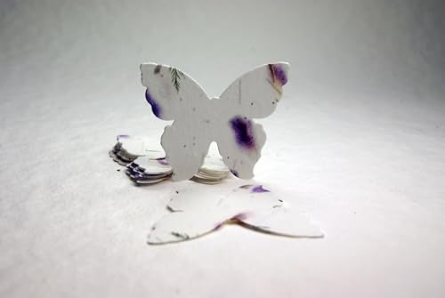 Of The Earth Handmade Paper - Wildflower Seed Paper Butterfly Shape - Large 3" - Set of 24 (58s Purple & Fern) - color: 58s Purple & Fern