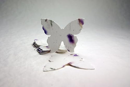 Of The Earth Handmade Paper - Wildflower Seed Paper Butterfly Shape - Large 3" - Set of 24 (58s Purple & Fern) - color: 58s Purple & Fern