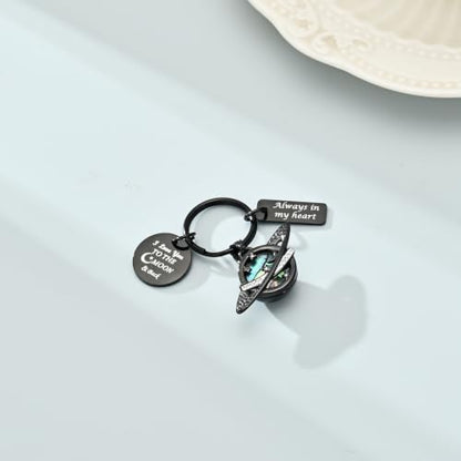 Imrsanl Saturn Urn Necklace Cremation Jewelry for Women Men - color: Keychain-Black
