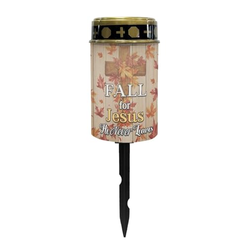 Fall Cross Solar Garden Lights Outdoor Solar Stake Lights Memorial Cemetery Decorations Driveway Markers for Outside Patio Yard Pathway Gravesite Decor for Loss of Loved One - color: Fall Cross